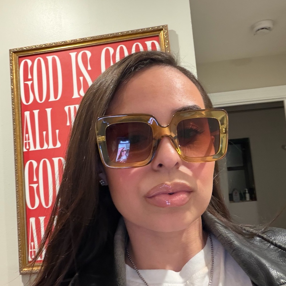 Free People 70s Square Yellow Sunglasses